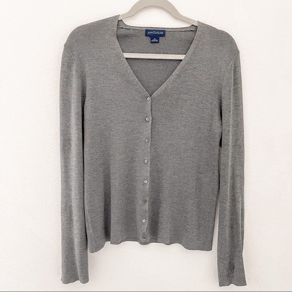 Ann Taylor Sweaters - Ann Taylor 100% Silk Grey Cardigan Size M
